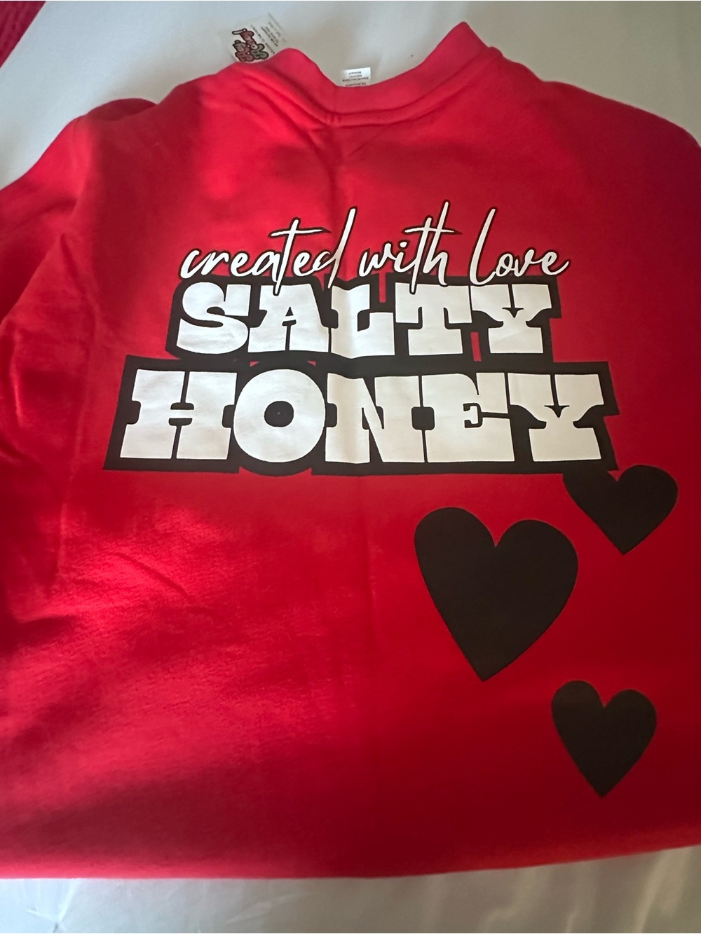 Salty Honey Set ‘Created With Love' Red Home Art Print